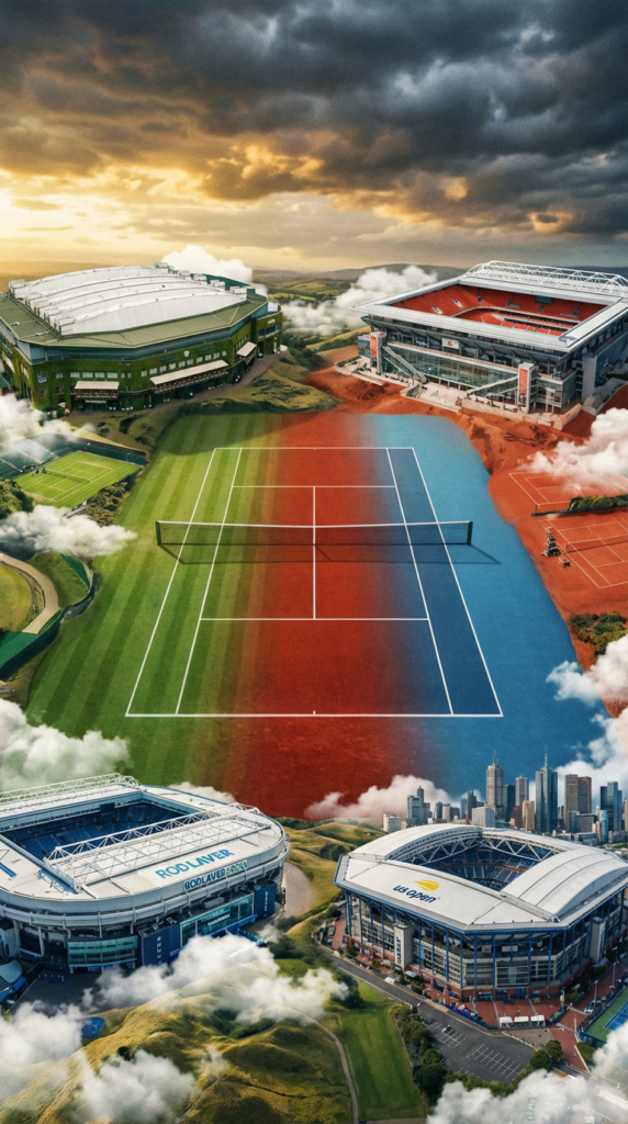 Grand Slam Tennis Stadien Unterschiedlicher Tennis Belag Hard, Sand, Rasen